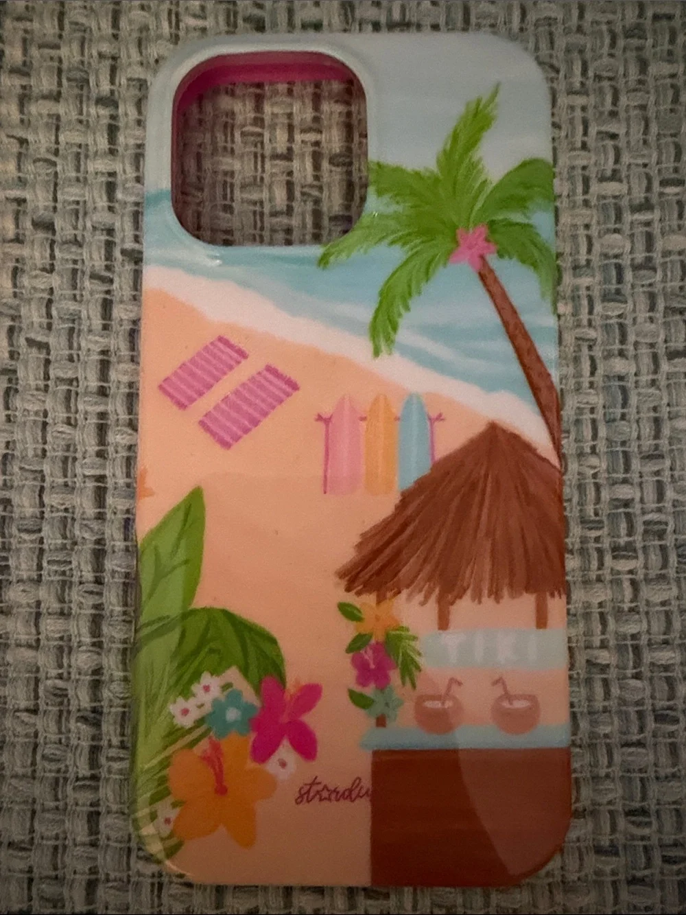 Tropical Beach iPhone 16 pro max Case with Palm Tree and Surfboards